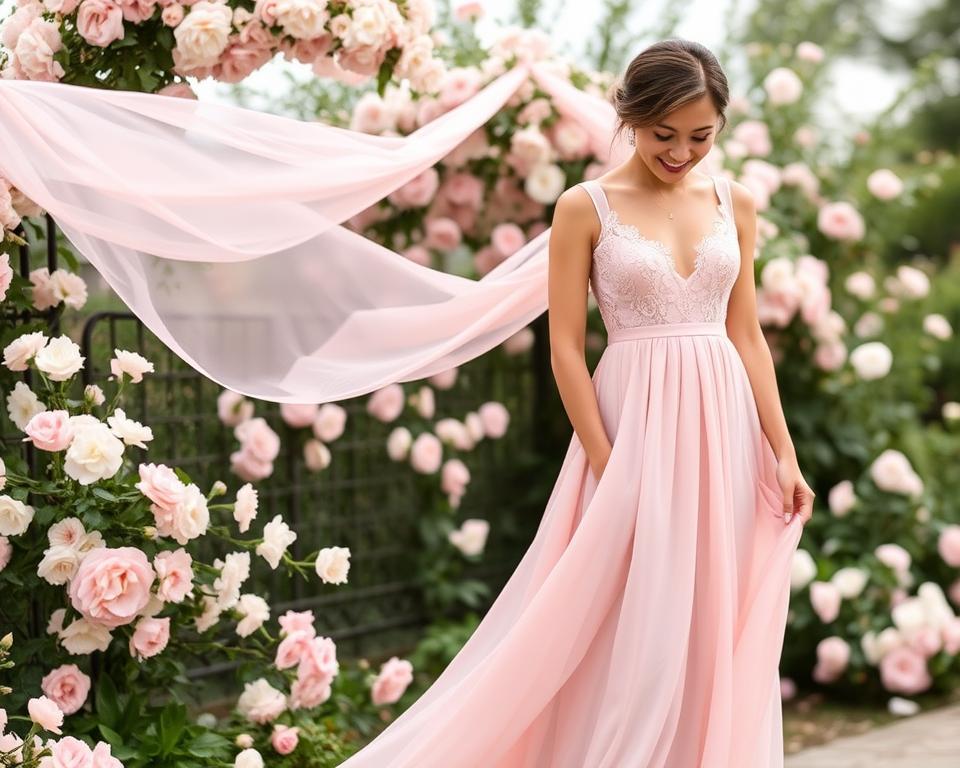 baby pink wedding guest dress